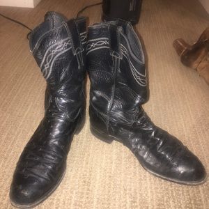Justin black full quill ostrich